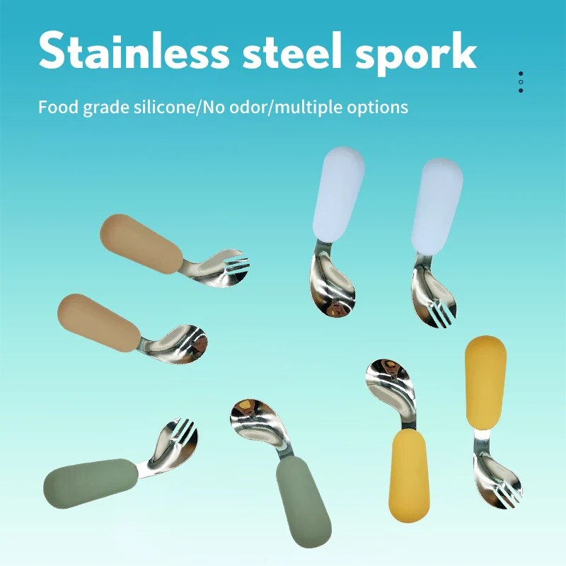 Baby Food Utensils Set - طقم أدوات مائدة من الفولاذ المقاوم