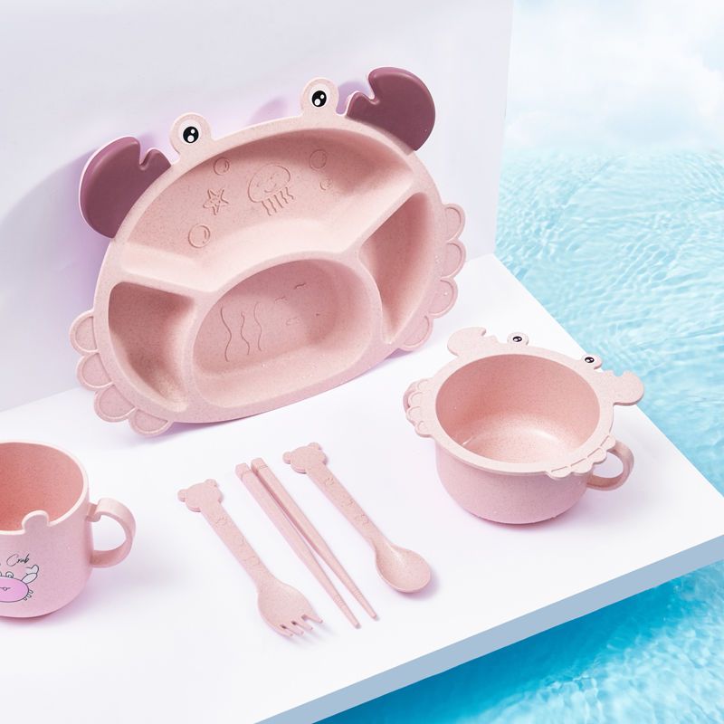 Baby Food Utensils Set - 4/6 قطع من أطباق الأطفال على
