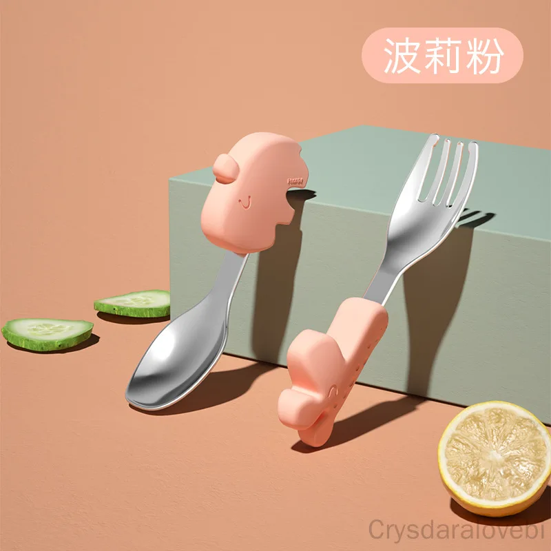 Baby Food Knife Set - 1setElephant قصيرة شوكة قاعدة الملاعق تدريب
