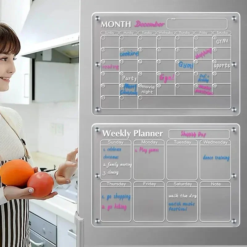 Baby Food Schedule - ملصق مغناطيس الثلاجة، تقويم أكريليك شفاف،