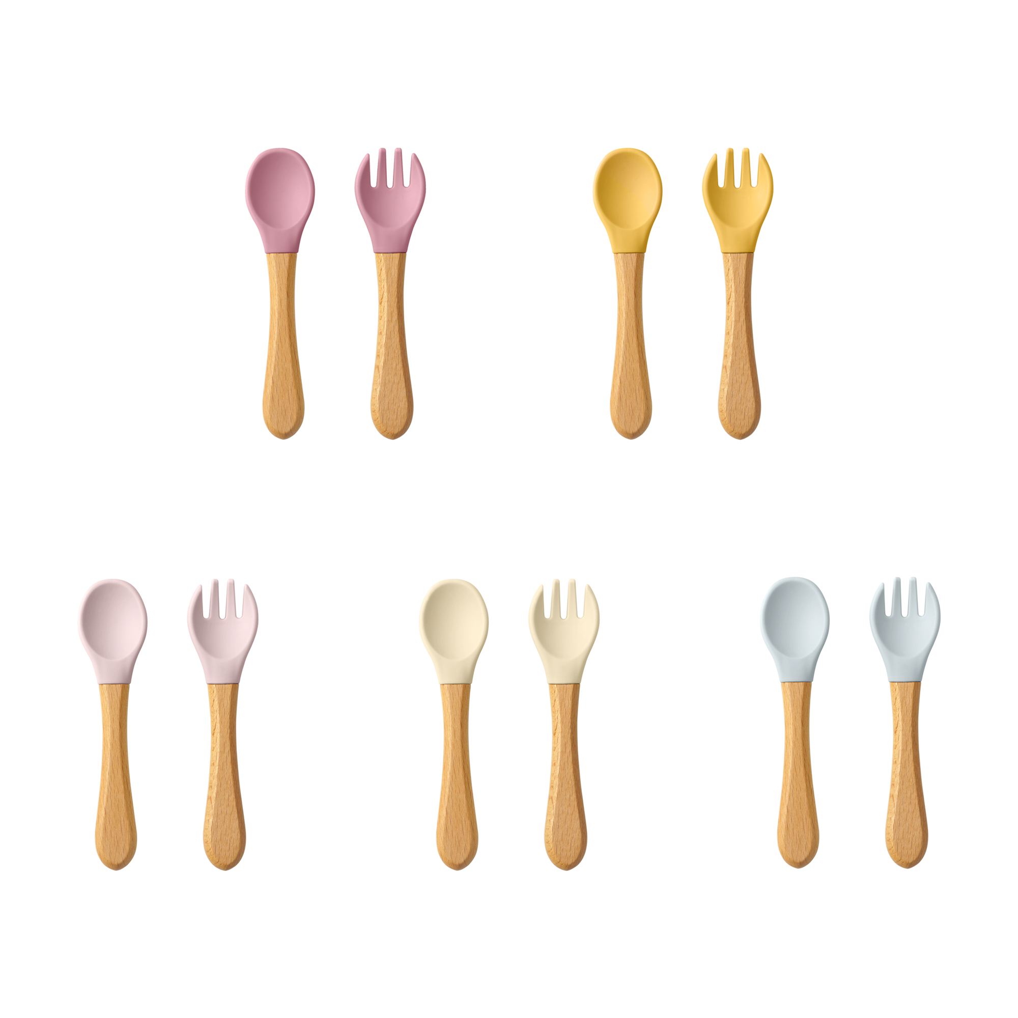 Baby Food Utensils Set - 2 قطعة ملاعق تعلم الطفل أواني