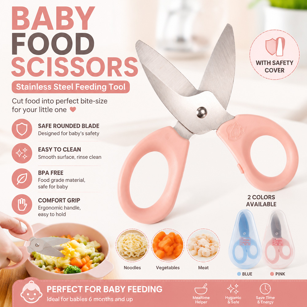 Baby Food Usa - مقص طعام للأطفال من الفولاذ المقاوم