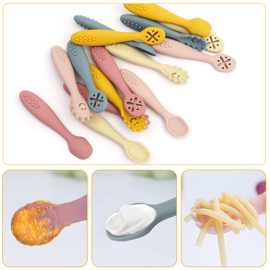 3 قطعة ملاعق تعلم الطفل لطيف أ - مراجعة Baby Food Utensils Set وسعره