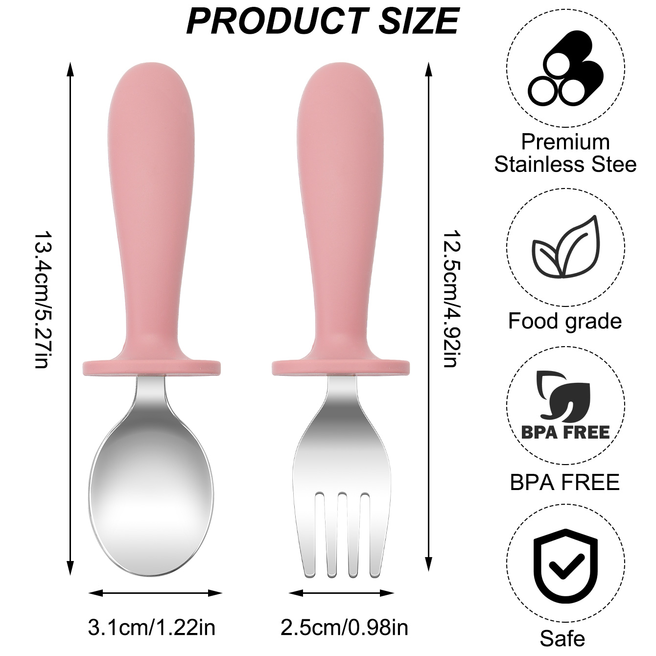 لون الاطفال 2 قطعة الفولاذ الم - مراجعة Baby Food Utensils Set وسعره