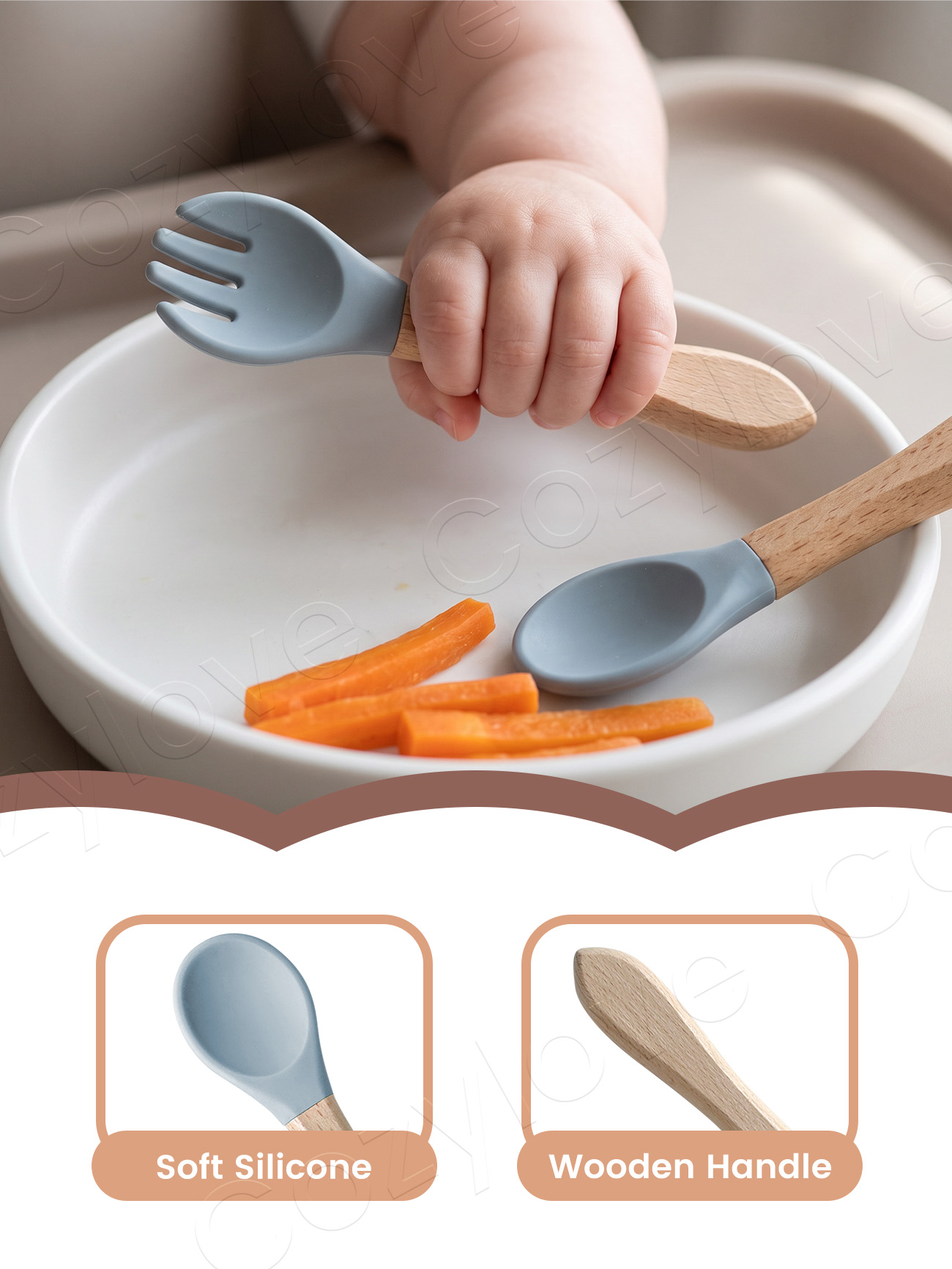 مجموعة شوكة وملعقة سيليكون للأ - مراجعة Baby Food Utensils Set وسعره