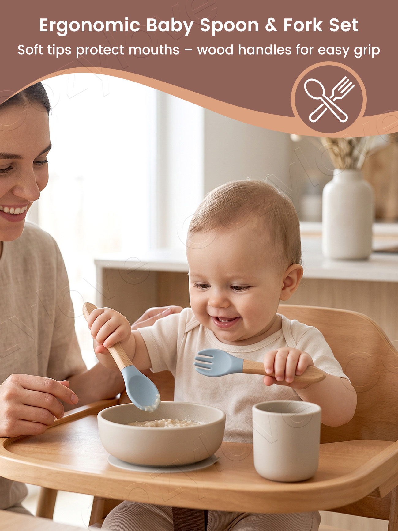 مجموعة شوكة وملعقة سيليكون للأ - مراجعة Baby Food Utensils Set وسعره